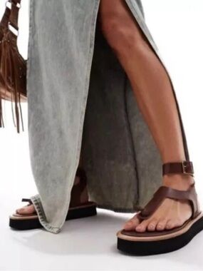 NIB Free People Evie Wrap Sandal GLADIATOR STYLE # 7284 Brown SIZE Eu 40 US 9